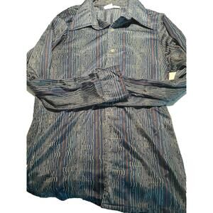 1970 PANATELA LEVI Vintage Wildfire Sz Large Silky Print Collar Shirt Button Dwn